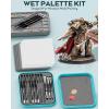 imageNicpro Miniature Painting Kit with Wet Palette ampamp 11PCS Detail Paint Brushes Drybrush 100PCS Wet Pallet Paper 4PCS Sponge Brush Holder Mixing Paint Saver Palette for Warhammer 40K Model PaintingBlue