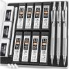 imageNicpro 05 mm Mechanical Pencils Set with Case 3 Metal Artist Pencil With 480PCS HB Lead Refills 3 Erasers9 Eraser Refills For Architect Art Writing Drafting Drawing Engineering Sketching BlackSilver