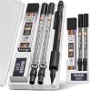 imageNicpro 3 Pack 2mm Mechanical Pencils Set with Case 33 Graphite Lead Refills 4B 2B HB 2H 4H 36 Colored Lead Erasers Weatherproof Metal Barrel Heavy Duty Carpenter Pencil For Drawing Sketching1 Count Pack of 1