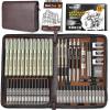 imageNicpro 58 PCS Art Drawing Supplies Kit in Leather Case Art Mechanical Pencil Set with 6 Metal Drafting Pencil 05 ampamp 07 ampamp 09 ampamp 2mm 12 Micron Pen Sketch Book 30 Tube Lead Refills for Sketching