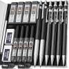 imageNicpro 6PCS Metal Mechanical Pencil Set Full Copper Drafting Pencil 03 05 07 09 mm ampamp 2PCS 2mm Graphite Lead Holder4B 2B HB 2H For Art Sketching Drawing With Lead Refills Eraser CaseBlack