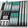 imageNicpro Blocky Gear 2mm Mechanical Pencils in Case Metal Drafting Lead Holder with 6 Tubes 2mm Lead Refill HB 2B 2H 4B 4H ampamp Colors Sharpeners Erasers for Artist Carpenter Writing Drawing Sketching3 Pack
