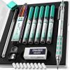 imageNicpro Blocky Gear 2mm Mechanical Pencils in Case Metal Drafting Lead Holder with 6 Tubes 2mm Lead Refill HB 2B 2H 4B 4H ampamp Colors Sharpeners Erasers for Artist Carpenter Writing Drawing Sketching1 Pack