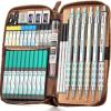 imageNicpro Blocky Gear Metal Mechanical Pencil Set with Leather Case 40PCS Art Drafting Pencil 05 07 09 ampamp 2mm Lead Pencil with 352PCS HB 2H 4H 2B 4B 6B Color Lead Refills for Sketching Drawing40 PCS