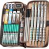 imageNicpro Blocky Gear Metal Mechanical Pencil Set with Leather Case 40PCS Art Drafting Pencil 05 07 09 ampamp 2mm Lead Pencil with 352PCS HB 2H 4H 2B 4B 6B Color Lead Refills for Sketching Drawing29 PCS