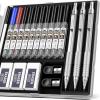 imageNicpro Metal 20 Mechanical Pencil Set with Case 3 PCS Drafting Lead Holder with 10 Tubes 2mm Graphite Lead RefillHB 2H 4H 2B 4B ampampColors Sharpeners Erasers for Artist Writing Drawing SketchingSilver