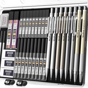 imageNicpro 37PCS Metal Mechanical Pencil Set 8PCS Lead Drafting Pencil 05 07 09 mm ampamp 2mm Lead Pencil Holder For Sketching Drawing With 20 Tube 6B 4B 2B HB 2H 4H ColorsLead Refill Eraser With Case