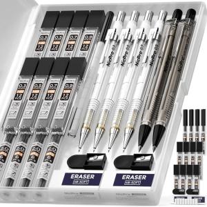 imageNicpro 6 PCS Art Mechanical Pencils Set with Case Drafting Pencil 03 ampamp 05 ampamp 07 ampamp 09 mm and 2mm Lead Holder 4B 2B HB 2H For Art Writing Sketching DrawingWith Lead Refills Erasers Sharpener