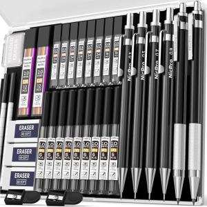 imageNicpro 6PCS Metal Mechanical Pencil Set Full Copper Drafting Pencil 03 05 07 09 mm ampamp 2PCS 2mm Graphite Lead Holder4B 2B HB 2H For Art Sketching Drawing With Lead Refills Eraser CaseBlack 34