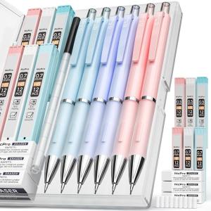 imageNicpro 6PCS Pastel Mechanical Pencil Set 05 ampamp 07 mm with 12 tubes HB Lead Refills 3 Erasers 9 Eraser Refills For School Writing Drawing Sketching 3 Colors  With Case05mm07mm