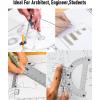 imageNicpro 20PCS Professional Geometry Set with Case Drafting Tools with Protractor and Compass Metal Rulers Triangles Pens Pencils Drawing Supplies Drafting Kit for Architect Engineer Students