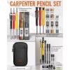 imageNicpro 28 Pack Carpenter Pencil Set with Sharpener Mechanical Carpenter Pencils with 127PCS Refills and Carbide Scribe Tool Heavy Duty Construction Pencils for Architect WoodworkingWith Canvas Case