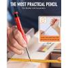 imageNicpro 5 Pack Carpenter Pencil with Sharpener Mechanical Pencils Set with 41 Refills Red Black Yellow White Green Blue Deep Hole Marker Construction Heavy Duty Woodworking Pencils  With Case5 PACK
