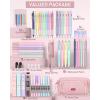 imageNicpro 78 PCS Aesthetic School Supplies with Cute Pen Case 12 Pastel Highlighters 12 Color ampamp Black Ink Gel Pens 10 Mechanical Pencils 05 07 09 20 mm 6 Ballpoint Pen for Student Stationary