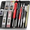 imageNicpro 15 Pack Carpenter Pencil Set with Sharpener Mechanical Carpenter Pencils with 40 Refill Automatic Center Punch and Carbide Scribe Tool Heavy Duty Construction Pencil for ArchitectWith Case15 Pack