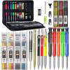 imageNicpro 31 Pack Carpenter Pencil Set with Sharpener Mechanical Carpenter Pencils with 128PCS Refills and Carbide Scribe Tool Heavy Duty Construction Pencils for Architect WoodworkingWith Canvas Case