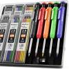 imageNicpro 5 Pack Carpenter Pencil with Sharpener Mechanical Pencils Set with 41 Refills Red Black Yellow White Green Blue Deep Hole Marker Construction Heavy Duty Woodworking Pencils  With Case5 PACK