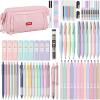 imageNicpro 78 PCS Aesthetic School Supplies with Cute Pen Case 12 Pastel Highlighters 12 Color ampamp Black Ink Gel Pens 10 Mechanical Pencils 05 07 09 20 mm 6 Ballpoint Pen for Student Stationary