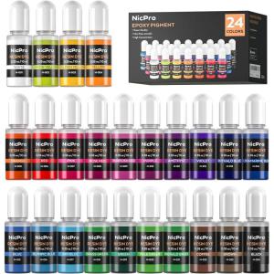 imageNicpro 24 Colors Epoxy Resin Pigment Liquid Epoxy Dye Translucent Resin Tint Colorant for Resin DIY Jewelry Craft Paint Art Making  035oz Each