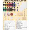 imageNicpro 14 Colors 845oz Acrylic Pour Paint Supplies Kit Large Volume Premixed High Flow Painting Bulk Set with Canvas Wood Natural Slices Pouring Oil Tools Gloves Strainer Cups for Beginner DIY14 Colors