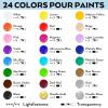 imageNicpro 14 Colors 845oz Acrylic Pour Paint Supplies Kit Large Volume Premixed High Flow Painting Bulk Set with Canvas Wood Natural Slices Pouring Oil Tools Gloves Strainer Cups for Beginner DIY24 Colors