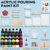 imageNicpro 14 Colors 845oz Acrylic Pour Paint Supplies Kit Large Volume Premixed High Flow Painting Bulk Set with Canvas Wood Natural Slices Pouring Oil Tools Gloves Strainer Cups for Beginner DIY24 Colors