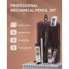 imageNicpro 20PCS Black Metal Mechanical Pencil Set in Leather Case Drafting Pencil 03 05 07 09 mm ampamp 2mm Lead Holders 9 Tube 4B 2B HB 2H Colors Lead Refills Erasers For Art Sketching Drawingblack