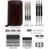 imageNicpro 30PCS Art Mechanical Pencil Set in Leather Case Metal Drafting Pencil 05 mm 07 mm 09 mm ampamp 3 PCS 2mm Lead Holders for Sketching Drawing With 16 Tube 6B 4B 2B HB 2H 4H Colors Lead RefillsBlack