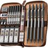 imageNicpro 20PCS Black Metal Mechanical Pencil Set in Leather Case Drafting Pencil 03 05 07 09 mm ampamp 2mm Lead Holders 9 Tube 4B 2B HB 2H Colors Lead Refills Erasers For Art Sketching Drawingblack