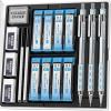 imageNicpro 3PCS Blocky Gear 07 mm Metal Mechanical Pencils Set with Case Carpenter Mechanical Pencils Set with 26 Refills