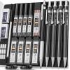 imageNicpro Black Art Mechanical Pencil Set in Case Metal Drafting Pencils 03 05 07 09 ampamp 2mm Graphite Lead Holders 2H HB 2B 4B Colored Lead for Sketching Drawing with 9 Lead Refills 2 ErasersBlack