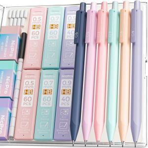 imageNicpro 6PCS Pastel Mechanical Pencil Set 6 Pack Multicolor Ballpoint Pen 05mm