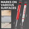 imageNicpro 2 Pack CP1000 Carpenter Pencil with Sharpener Mechanical Carpenter Pencils with 26 Refills Deep Hole Long Nib Marker Pens for Construction Heavy Duty Woodworking Pencil for Architect Marking