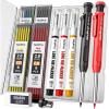 imageNicpro 2 Pack CP1000 Carpenter Pencil with Sharpener Mechanical Carpenter Pencils with 26 Refills Deep Hole Long Nib Marker Pens for Construction Heavy Duty Woodworking Pencil for Architect Marking