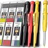 imageNicpro CP3000 Carpenter Pencil with Sharpener 2 Pack Mechanical Pencils Set with 38 Refills Deep Hole Marker for Construction Heavy Duty Carpenter Tools for Architect Marking Black RedRed Black Yellow