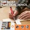 imageNicpro 3 Pack CP1000 Carpenter Pencil with Sharpener Mechanical Carpenter Pencils with 39 Refills Deep Hole Long Nib Marker Pens for Construction Heavy Duty Woodworking Pencil for Architect MarkingBlack Red Yellow