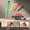 imageNicpro 3 Pack CP1000 Carpenter Pencil with Sharpener Mechanical Carpenter Pencils with 39 Refills Deep Hole Long Nib Marker Pens for Construction Heavy Duty Woodworking Pencil for Architect MarkingBlack Red Yellow Green