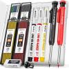 imageNicpro 3 Pack CP1000 Carpenter Pencil with Sharpener Mechanical Carpenter Pencils with 39 Refills Deep Hole Long Nib Marker Pens for Construction Heavy Duty Woodworking Pencil for Architect MarkingBlack  Red  Yellow  Green  Blue  White