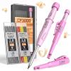 imageNicpro Carpenter Pencil with Sharpener CP3000 Pink Carpenter Mechanical Pencil with Refills Deep Hole Marker for Construction Heavy Duty Construction Pencil Woodworking Tool for Architect Marking