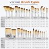 imageNicpro 30pcs Paint Brush Set Aesthetic Pastel Paintbrushes with Paint Spatula and Cloth Roll Craft Paint Brushes for Acrylic Painting Oil Watercolor Gouache Art Supplies for Artists and BeginnersWood