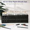 imageNicpro 30pcs Paint Brush Set Aesthetic Pastel Paintbrushes with Paint Spatula and Cloth Roll Craft Paint Brushes for Acrylic Painting Oil Watercolor Gouache Art Supplies for Artists and BeginnersBlack
