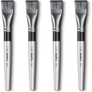 imageNicpro 12pcs 1 Inch Flat Paint Brushes for Acrylic Painting Large Paint Brushes Bulk for Acrylic Watercolor Oil Artist Paint Brush Set for Canvas Painting Base Coating Crafts Face Body Art Adults15 Inch x 4 pieces