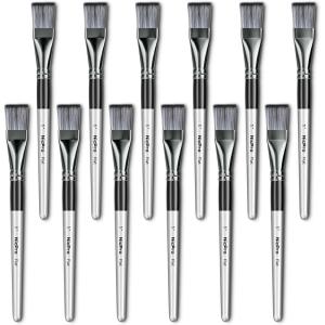 imageNicpro 12pcs 1 Inch Flat Paint Brushes for Acrylic Painting Large Paint Brushes Bulk for Acrylic Watercolor Oil Artist Paint Brush Set for Canvas Painting Base Coating Crafts Face Body Art Adults1 Inch x 12 pieces