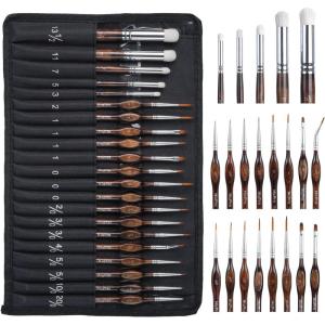 imageNicpro Miniature Paint Brushes  11PCS Model Paint Brush Set for Acrylic Oil Watercolor Micro Detail Paint Brushes for Model Miniature Art Painting Fine Detailing Paint by Numbers Craft21 PCS