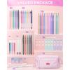 imageNicpro 55PCS Aesthetic School Supplies with Pink Pen Case 12 Pastel Highlighters 11 Color ampamp Black Ink Gel Pens 6 Mechanical Pencils ampamp Lead Cute Stationery Set for Girls Student College Essentials