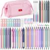 imageNicpro 55PCS Aesthetic School Supplies with Pink Pen Case 12 Pastel Highlighters 11 Color ampamp Black Ink Gel Pens 6 Mechanical Pencils ampamp Lead Cute Stationery Set for Girls Student College Essentials