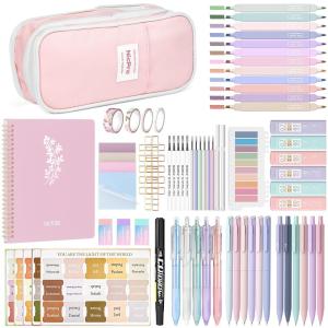 imageNicpro Bible Journaling Kit 76PCS Bible Study Supplies with Tabs Notebook No Bleed Highlighter and Pens Bible Study Group Essentials Accessories Set for Students Women Christian GiftsPink