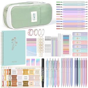 imageNicpro Bible Journaling Kit 76PCS Bible Study Supplies with Tabs Notebook No Bleed Highlighter and Pens Bible Study Group Essentials Accessories Set for Students Women Christian GiftsGreen