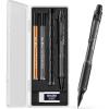 imageNicpro 3 Pack Weatherproof Mechanical Pencil Set 13mm Metal Mechanical Pencils Heavy Duty Pencil for Outdoor All Weather Marking Drafting Drawing with 75 Lead Refills Erasers Case Black HD1000Black