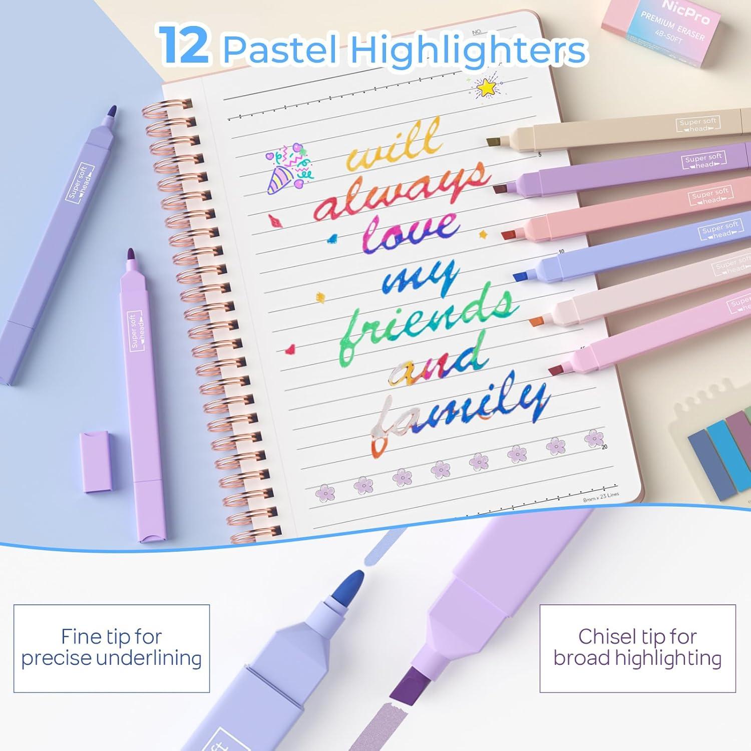 imageNicpro 50PCS Cute Spiral Notebook Stationary Set For Women Bible Journal Set 3PCS A5 Spiral Notebook Gel Pens Sticky Notes ampamp Tabs Gift Box Mechanical Pencils for Study Aesthetic School Supplies